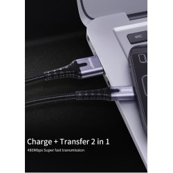 Кабель USB 2.0 AM/Apple Lightning 1м с подсветкой серый